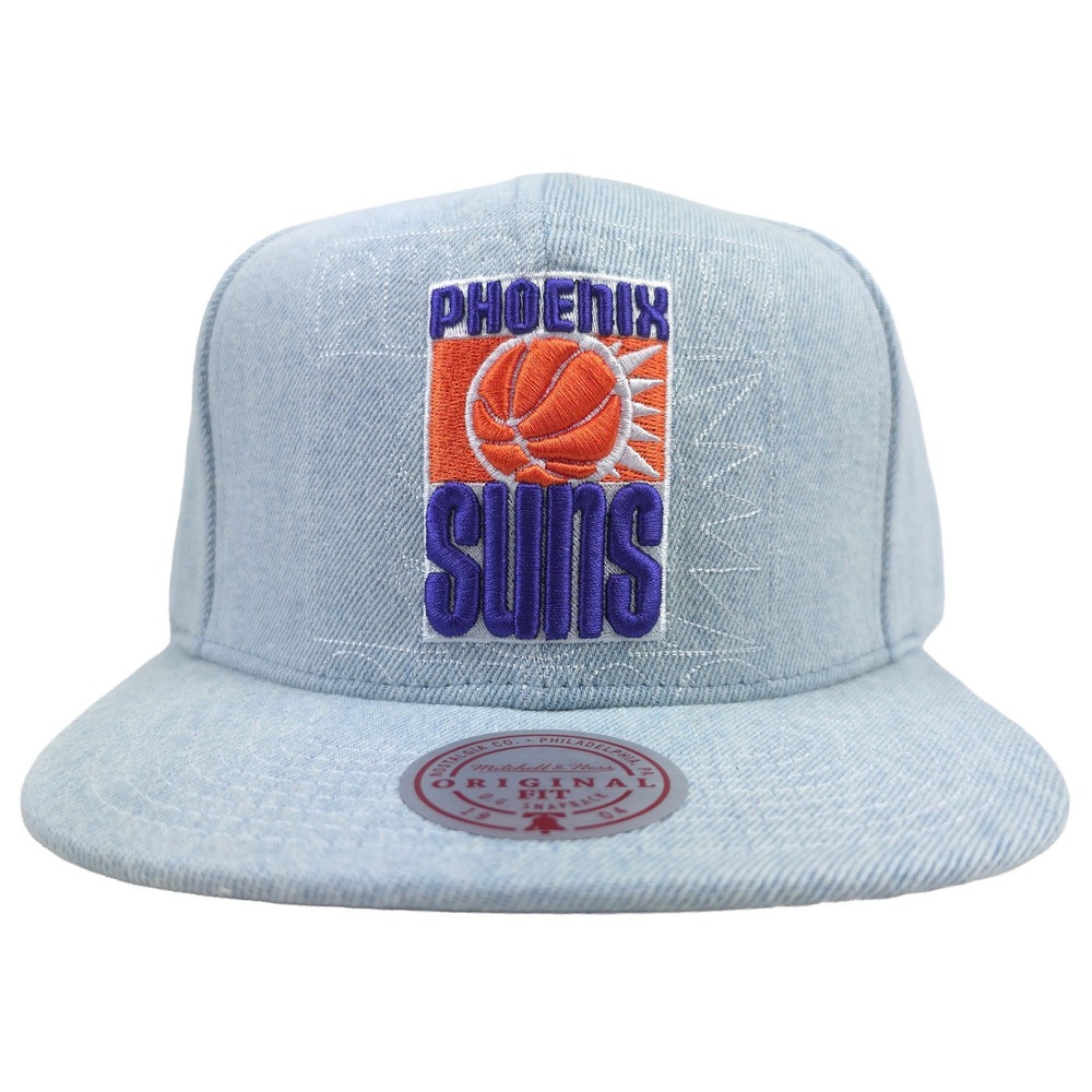 Phoenix Suns Mitchell & Ness NBA Snapback Hat Cap 3D Logo Denim Fabric NWT
